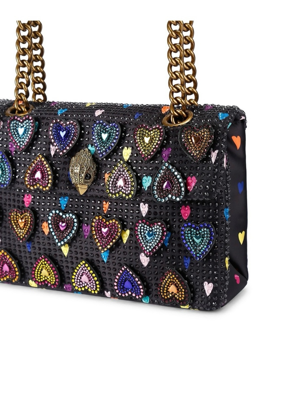 Kurt Geiger Black Multicolor Crystal Heart Crossbody Bag - Picture 6 of 17